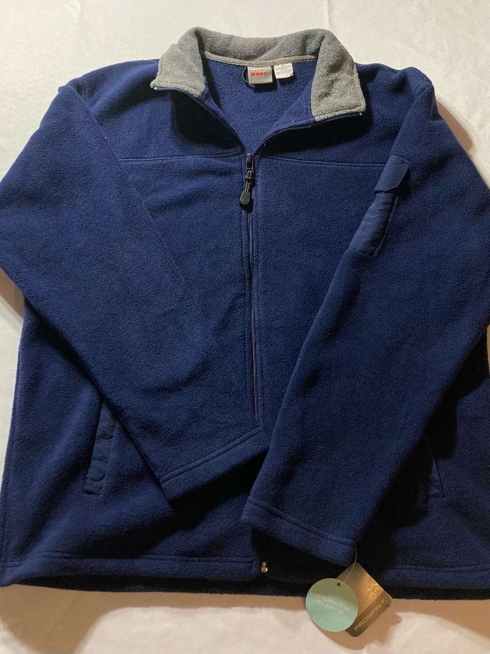 Prospirit Navy Full-Zip Men’s Fleece Jacket with Gray Collar